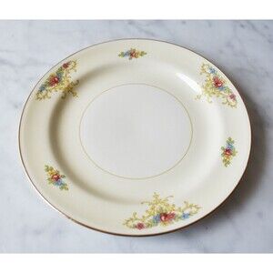 Homer Laughlin Eggshell Nautilus Bread & Butter Plate Floral Gold Trim Vintage
